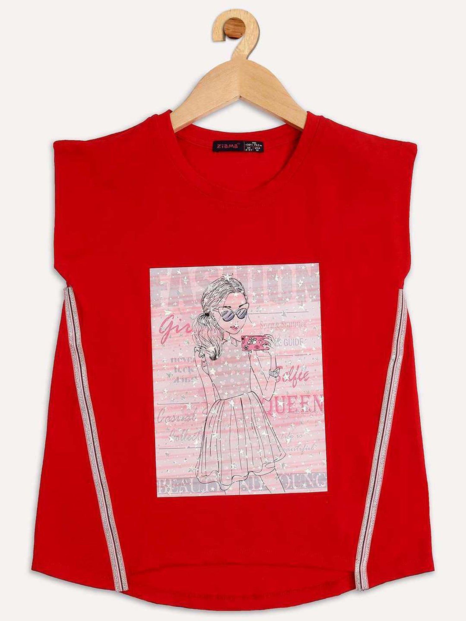 ZIAMA Kids Red Printed Top