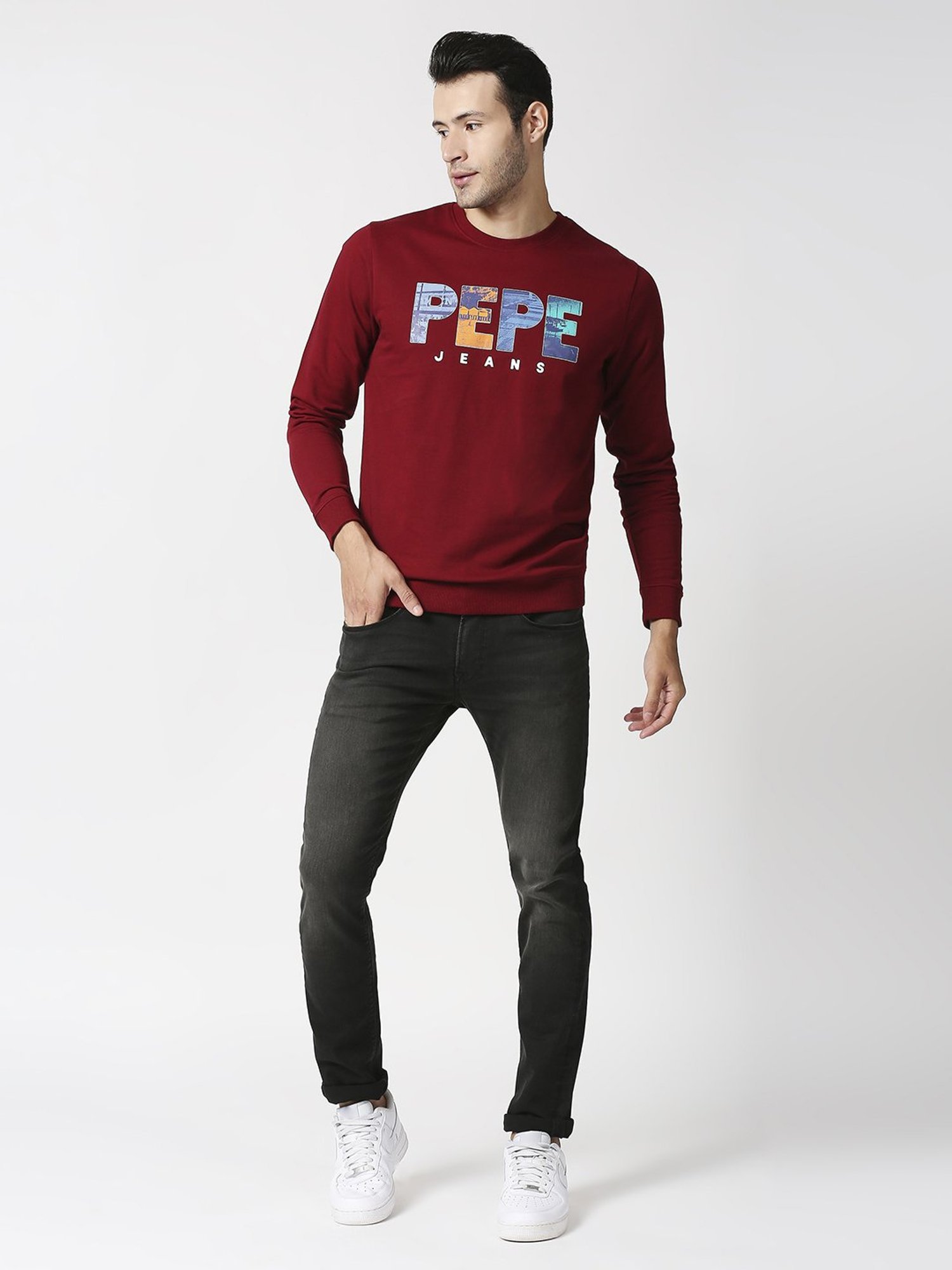 Pepe Jeans Red Cotton Regular Fit Printed Sweatshirts