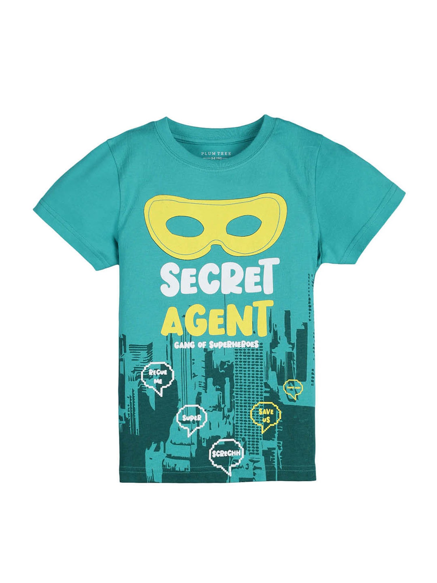 Plum Tree Kids Yellow & Blue Printed T-Shirt (Pack Of 2)