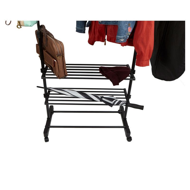 Mind Reader Garment Rack, 2-Shelf Clothing Rack, Stainless Steel