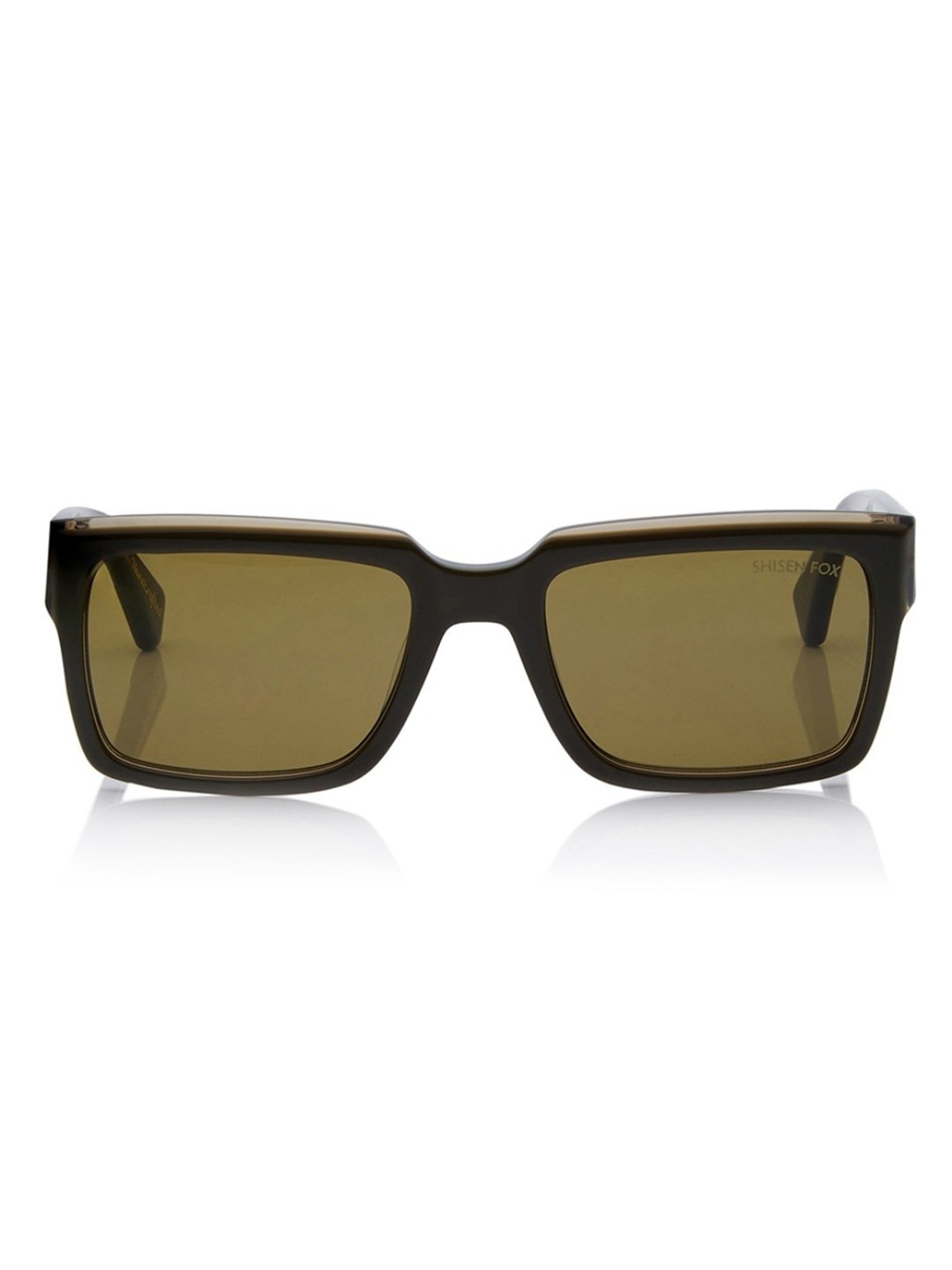 Shisen Fox Kokoro Olive Crystal Rectangular Unisex UV Protection Sunglasses -54 mm