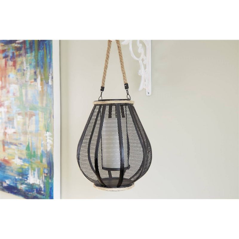 11" LED Dahl Mesh Outdoor Lantern with Dancing Flame Black - Smart Living