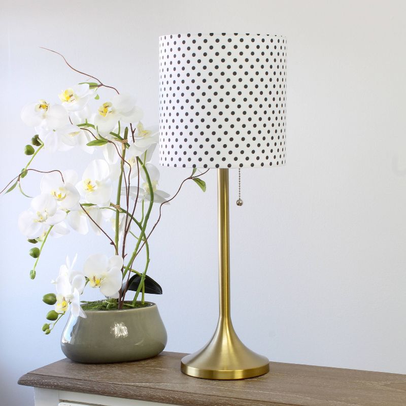 Tapered Desk Lamp with Polka Dot Fabric Drum Shade Gold - Simple Designs