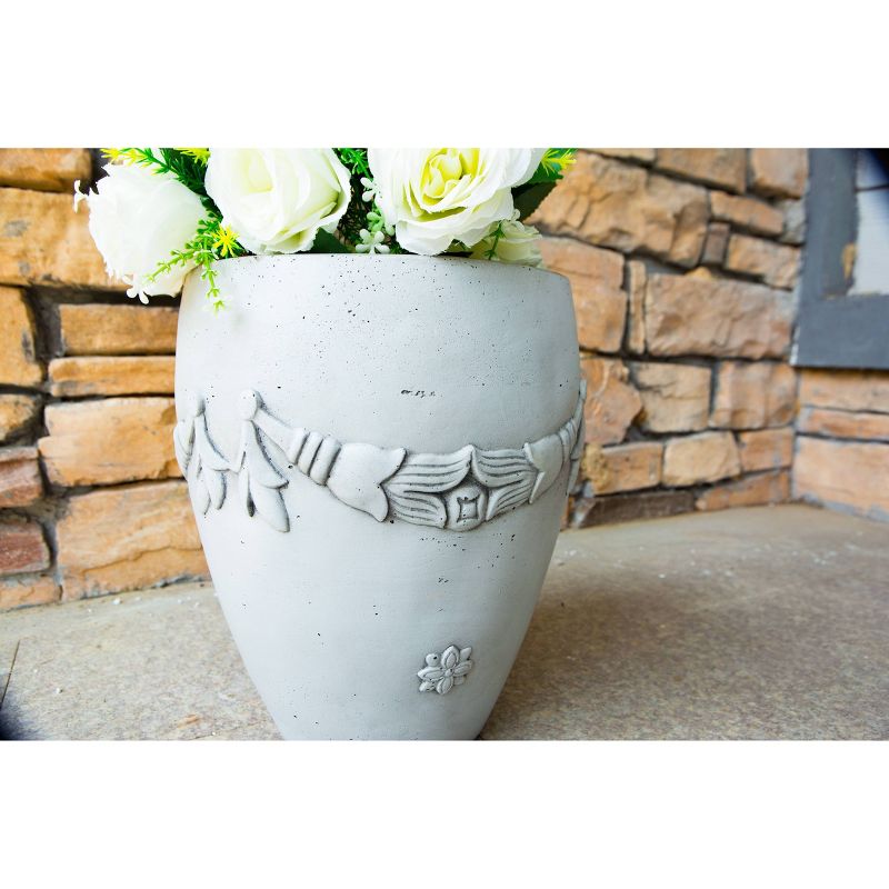 12.2" Kante Lightweight Classic Oval Flower Garland Planter Light Gray - Rosemead Home & Garden, Inc.