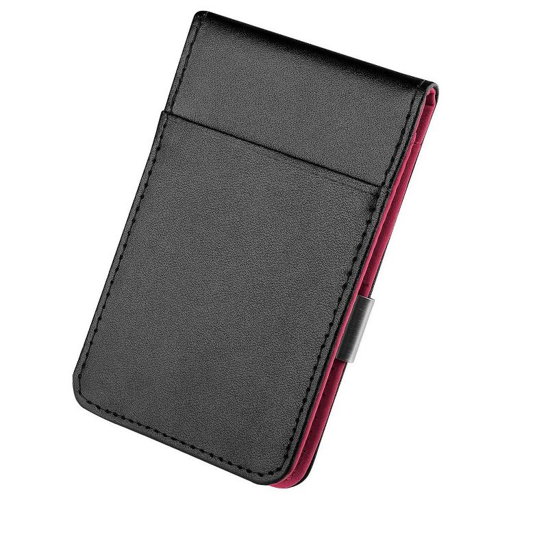 ZODACA Genuine Leather Money Clip Wallet, Black/ Hot Pink