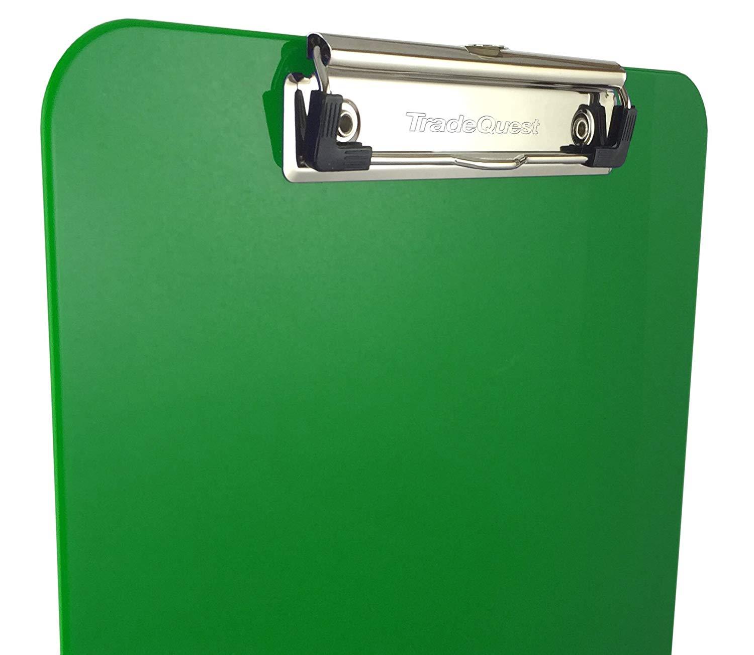 Trade Quest Plastic Clipboard Opaque Color Letter Size Low Profile Clip (Pack of 6) (Green)
