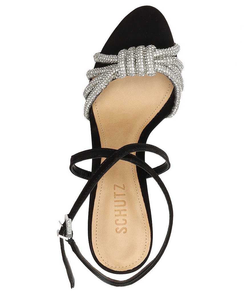 Schutz Knory Jewel Embellished Knotted Suede Dress Sandals