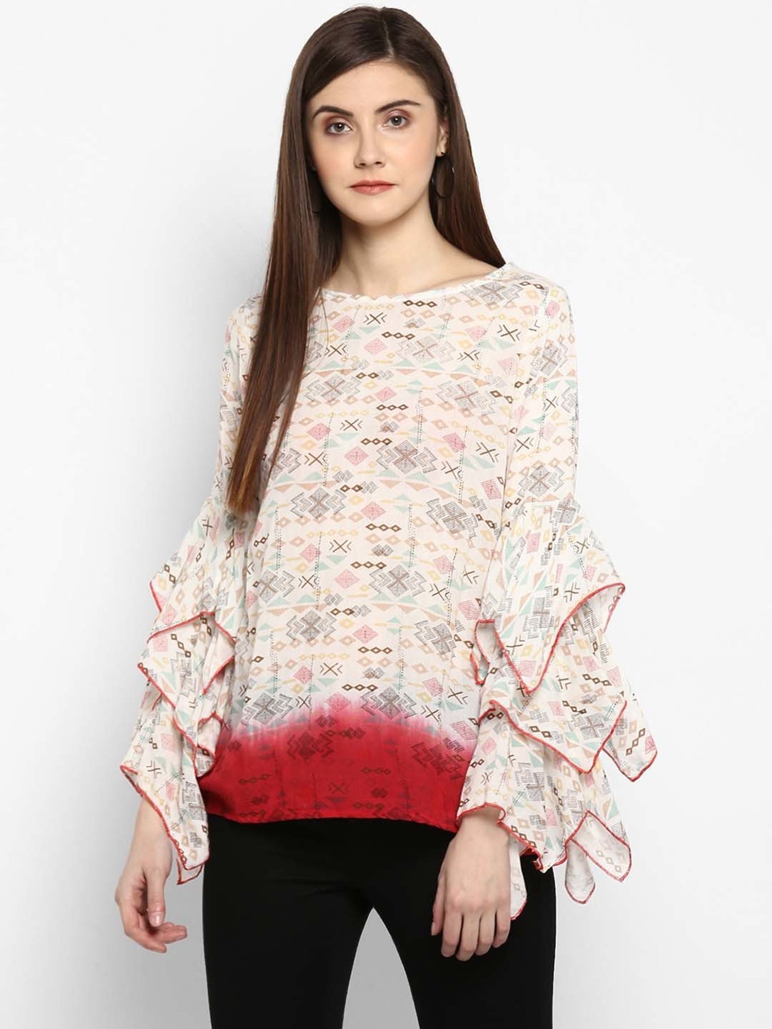 StyleStone Multicolor Floral Print A-Line Top