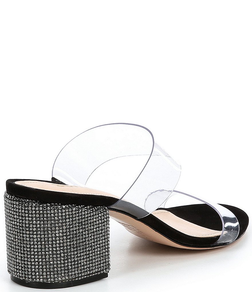 Schutz Victorie Crystal Studded Heel Clear Dress Slides