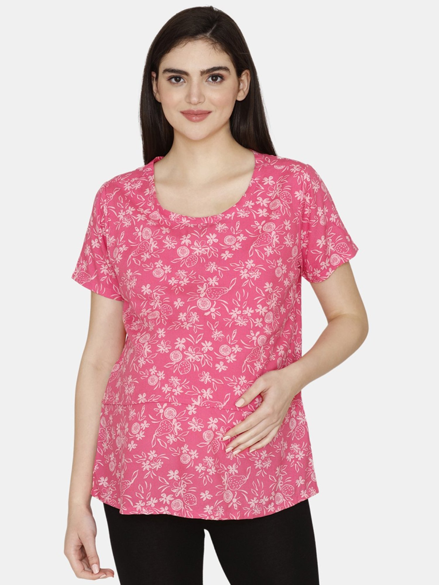 Coucou by Zivame Pink Printed Maternity Top