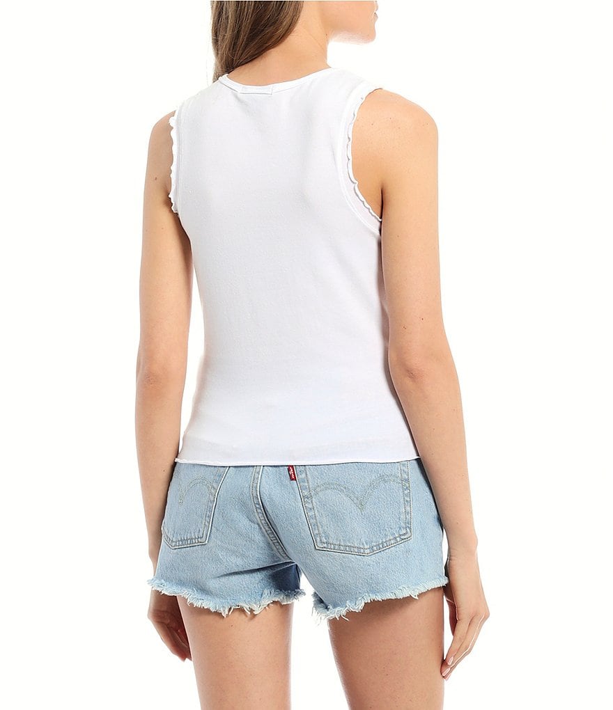 Good Luck Gem Sleeveless Merrow Edged Knit Tank Top