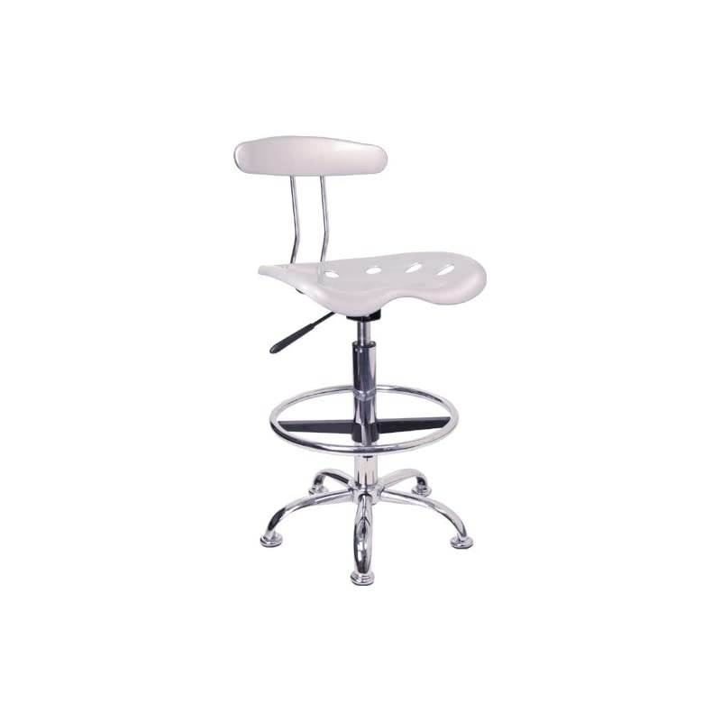 Vibrant Silver and Chrome Drafting Stool with Tractor Seat