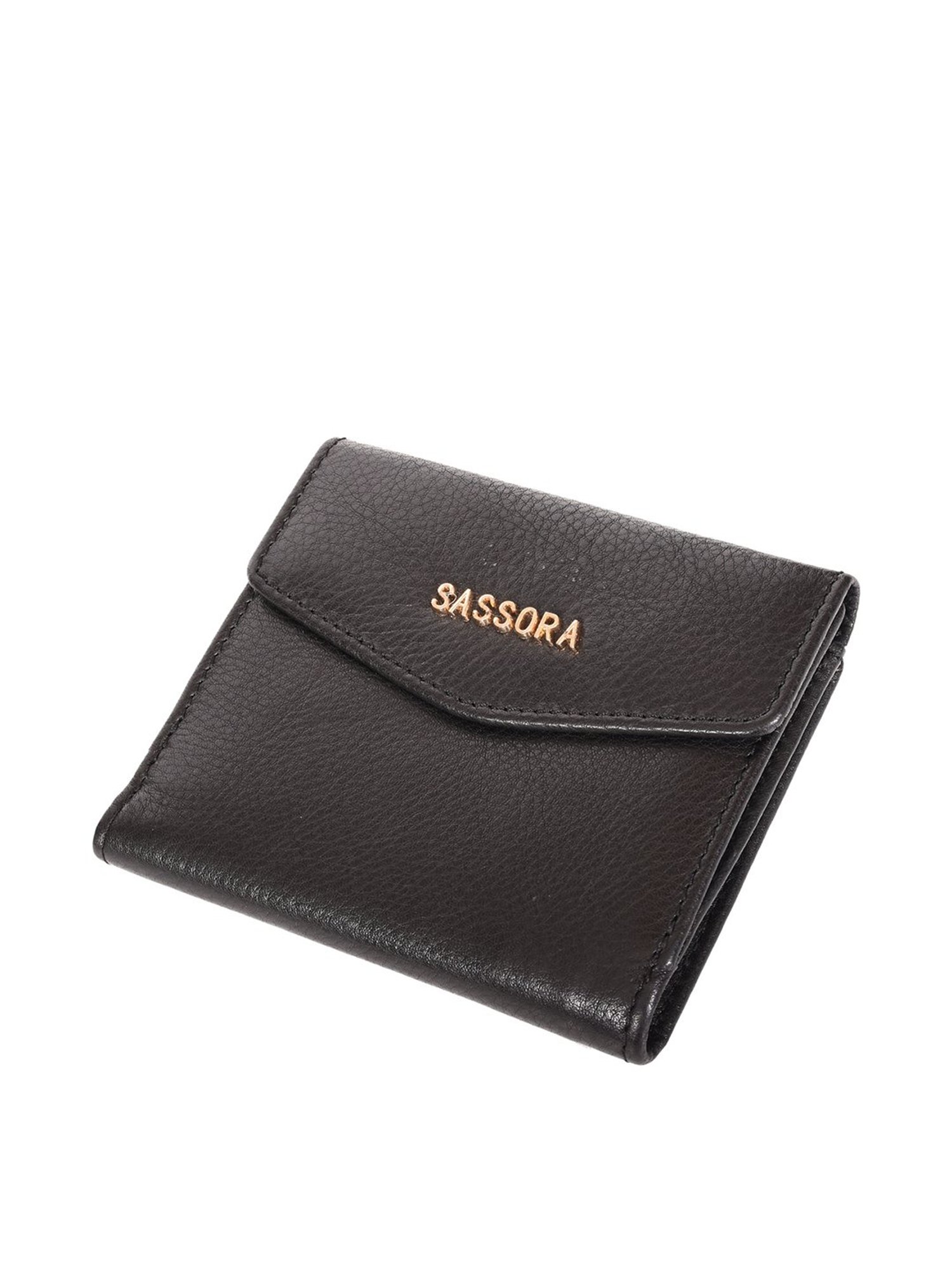 SASSORA Black Solid Rfid Bi-Fold Wallet for Women