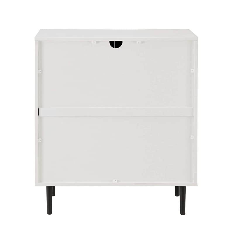Edison Fehr Mid Century Modern 2 Door Bookmatch Accent Cabinet , 28 Inch, Solid White