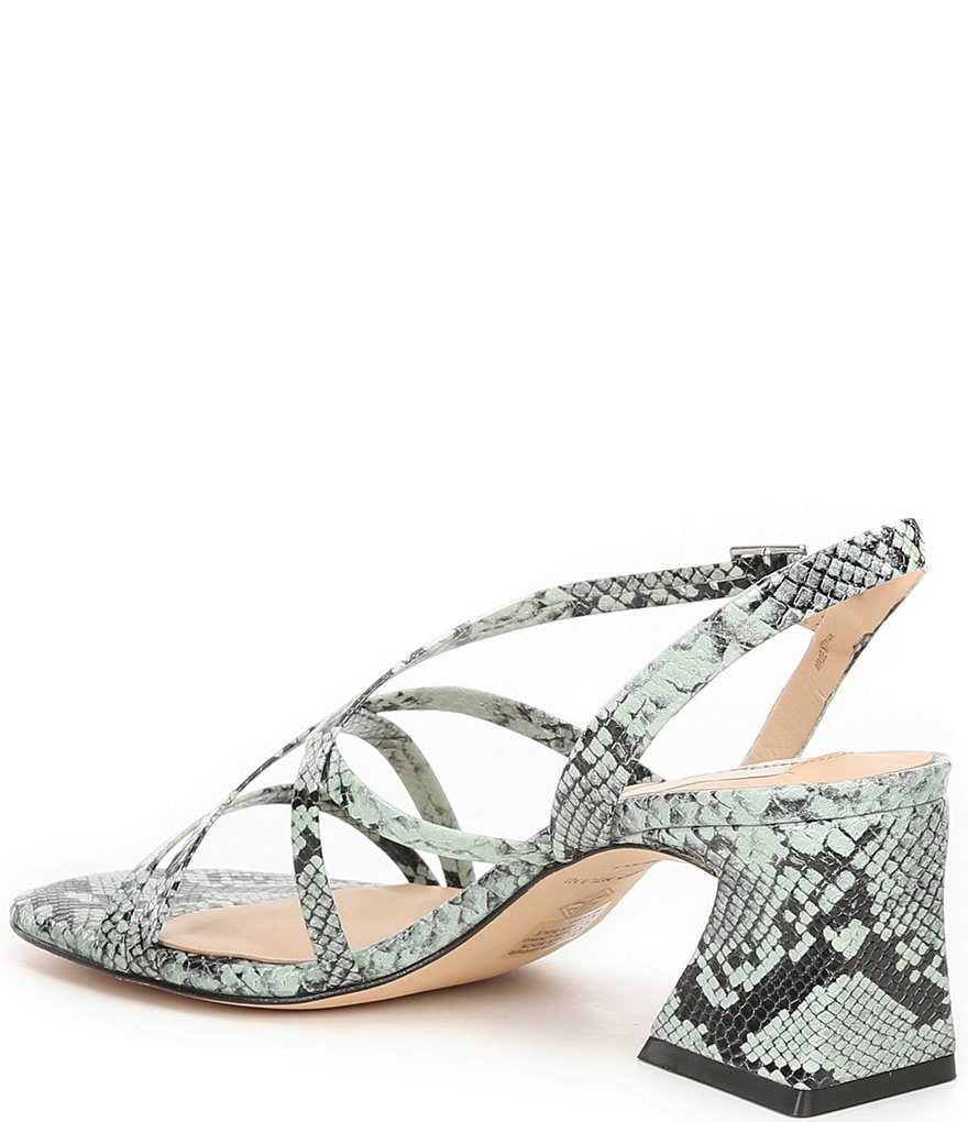 Antonio Melani Merced Snake Printed Leather Strappy Block Heels