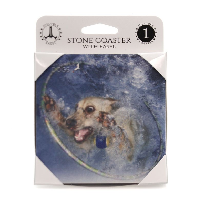 Animal 4.0" Yellow Lab Underwater Stone Coaster Easel Sjt Enterprises  -  Coasters