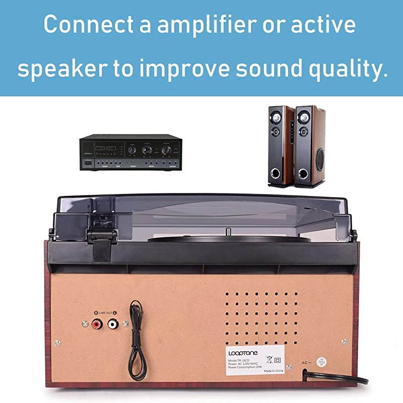 Vinyl Record Player 9 in 1 3 Speed Bluetooth Vintage Turntable CD Cassette Player AMFM Radio USB Recorder Auxin RCA LineOut