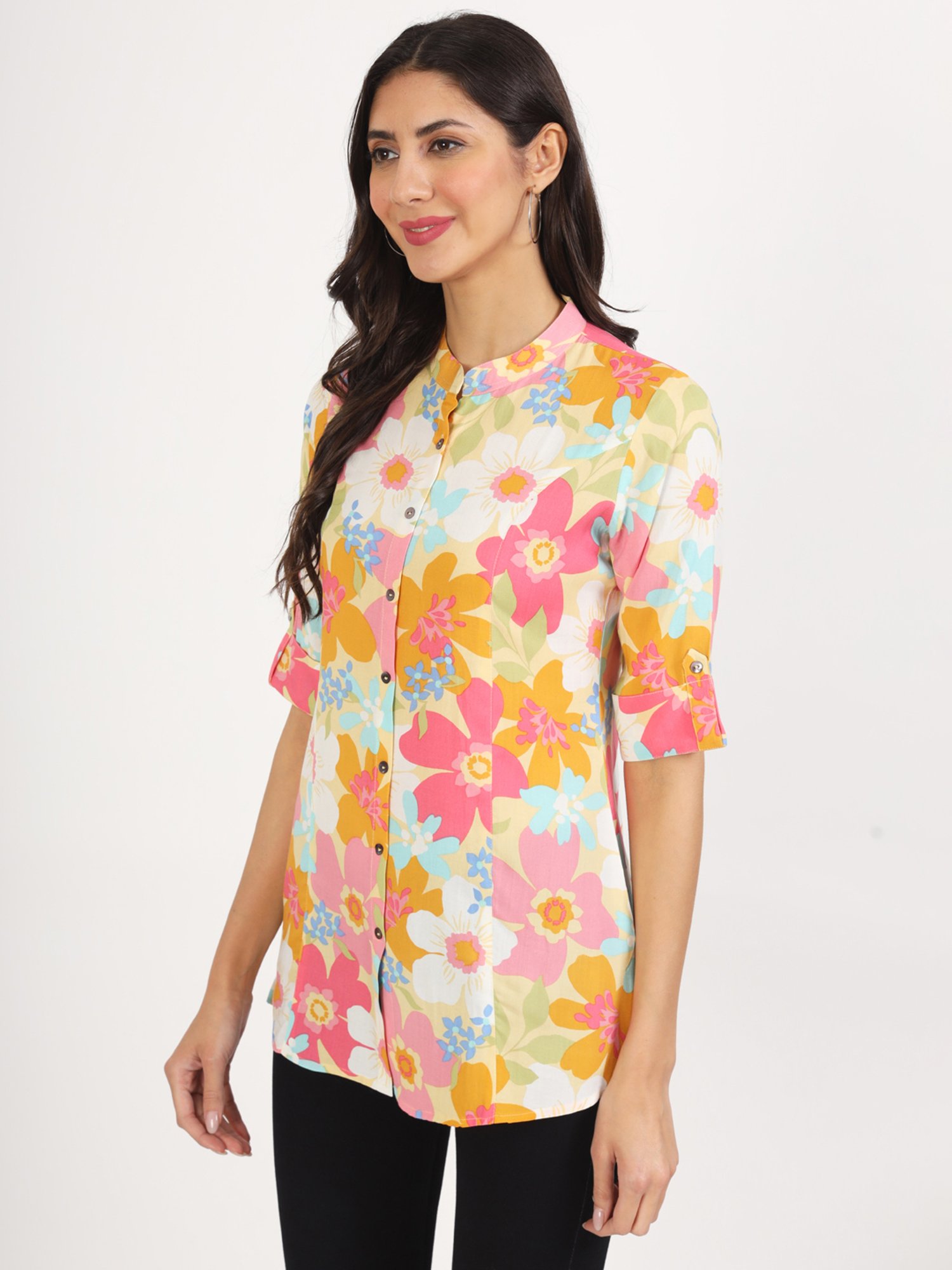 Divena Pink Floral Print Tunic