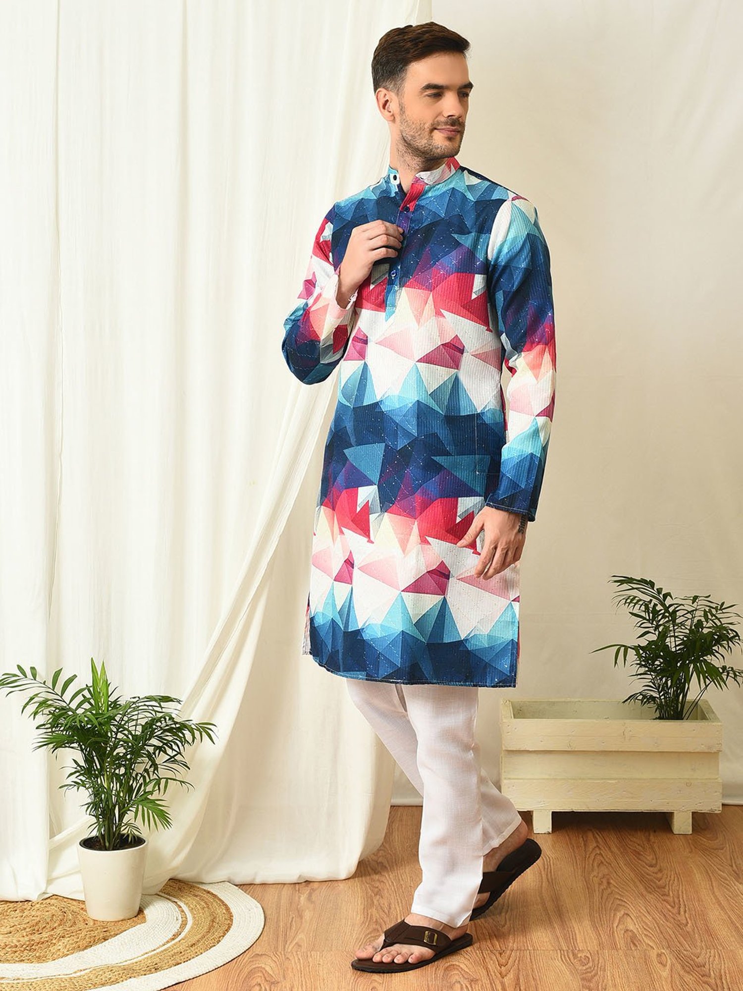 Hangup Multicolor Regular Fit Print Kurta & Pyjamas Set