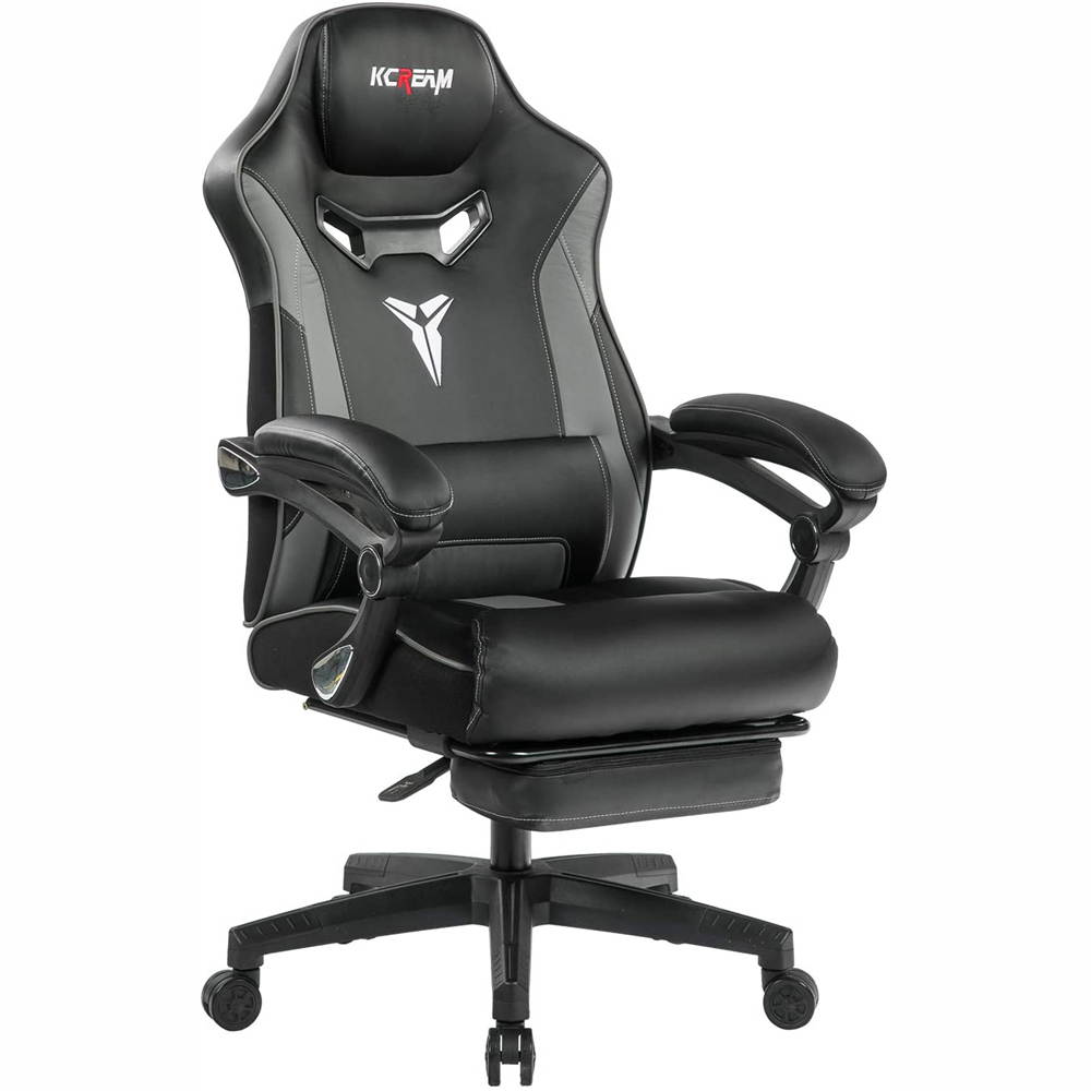 KCREAM Racing Style PC Gamer Chair Large Size Ergonomic Computer Chair with Build-in Lumbar Support Footrest and Adjustable Recliner High Back PU Leather Gaming Chair for Adult