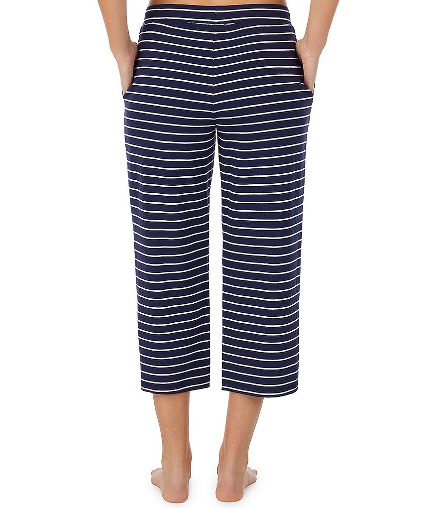 Lauren Ralph Lauren Striped Print French Terry Coordinating Capri Lounge Pants