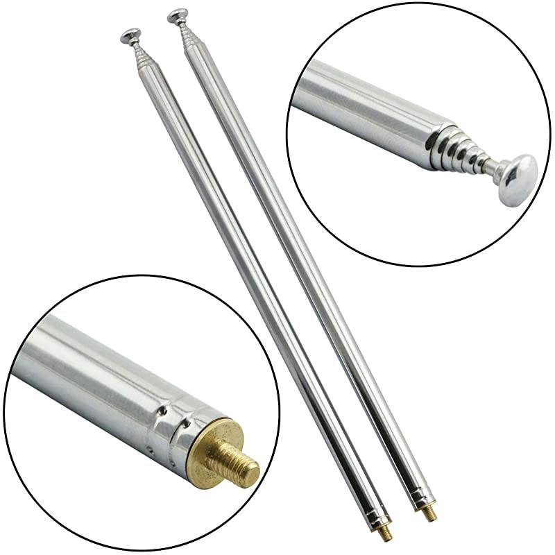 2Pack M3 Male Thread 7 Section AM FM Radio Universal Antenna for Radio TV Electric Toys Telescopic Replacement Antenna Aerial Stainless Steel Material Stretched Length 98cm 385 Inch