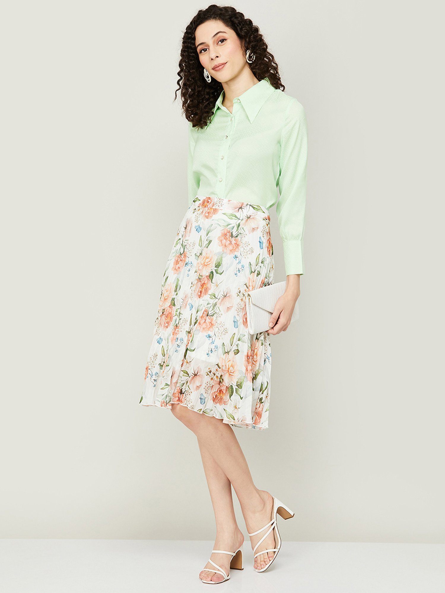 Code by Lifestyle White Floral Print A-Line Skirt