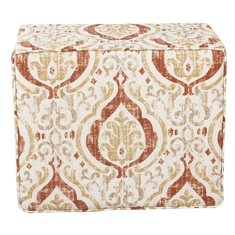 Square Storage Ottoman Burnt Orange/Cream Medallion - HomePop