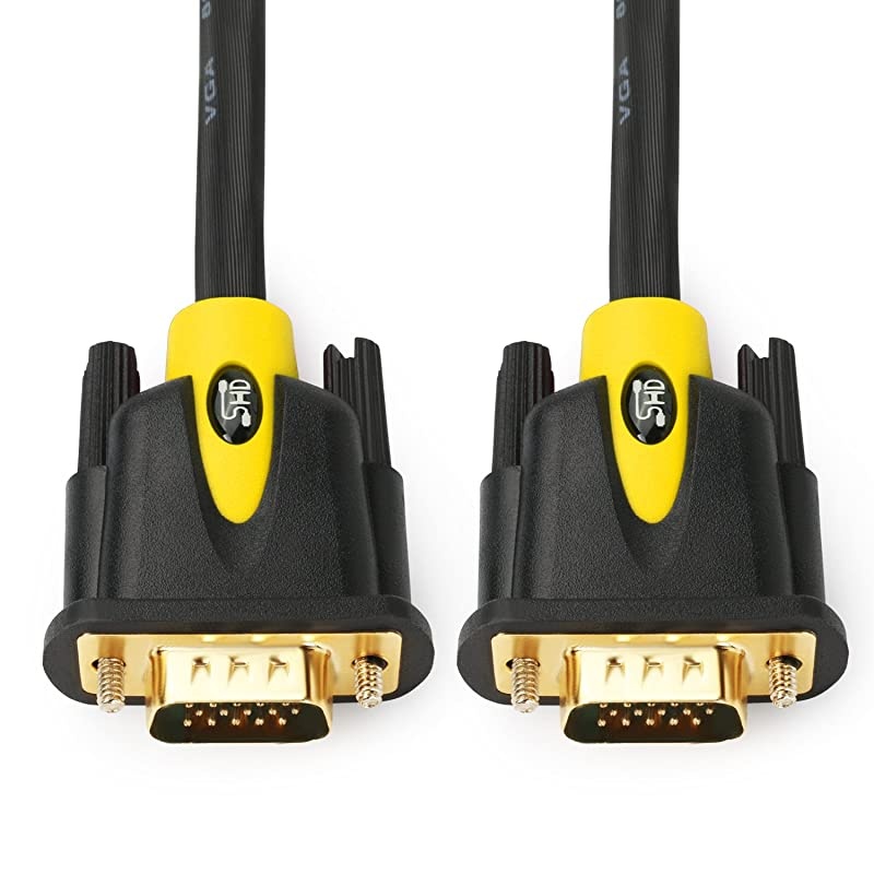 VGA Cable 6Feet VGA to VGA Monitor Cable HD15 SVGA for PC Laptop TV Porjector Black and Yellow Color
