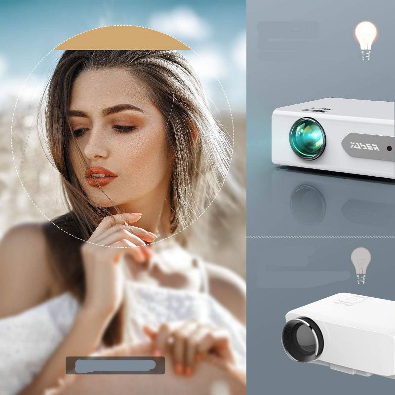 Yaber V3 Mini Bluetooth Projector 5500L Full HD 1080P and Zoom Supported Home & Outdoor Projector Portable LCD LED - White
