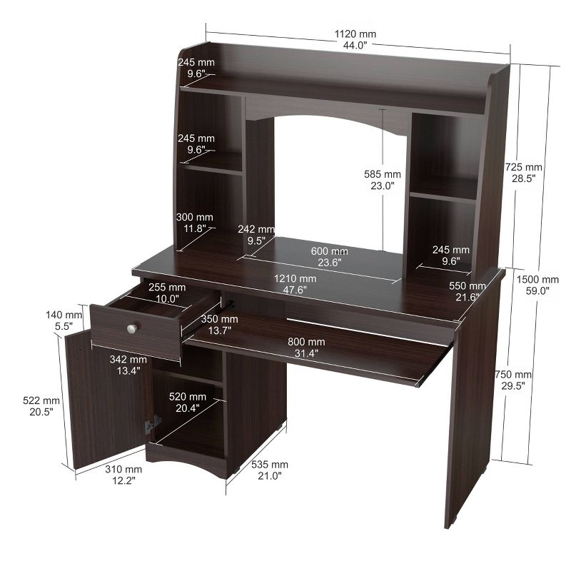 Workstation with Hutch Espresso - Inval