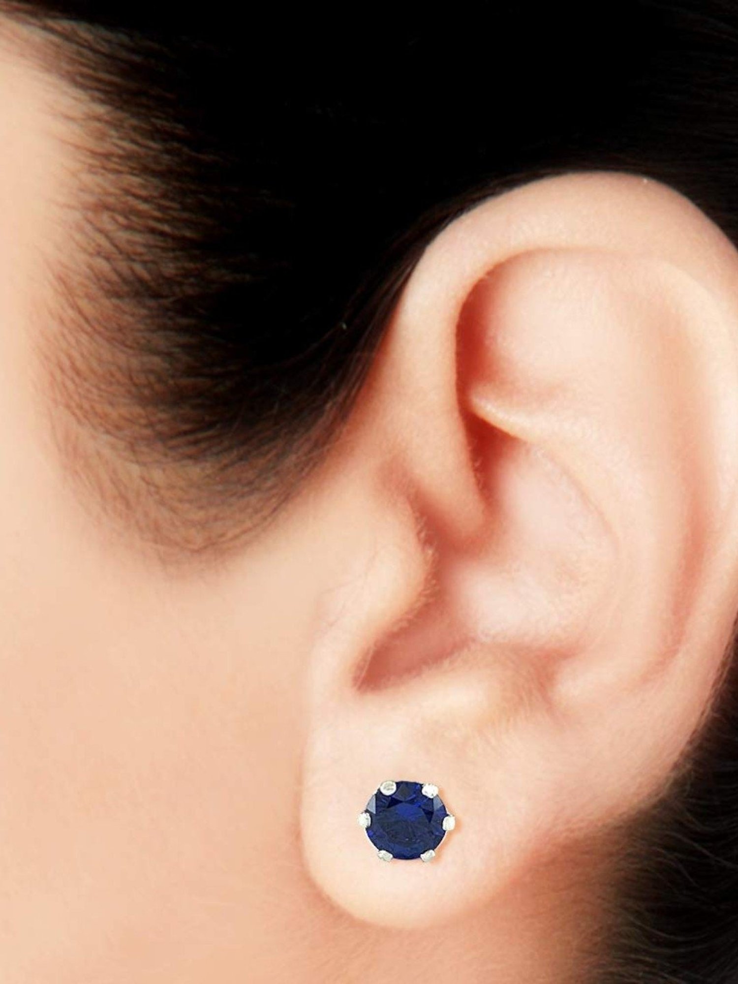 Taraash 92.5 Sterling Silver Blue Solitaire CZ Stud Earrings for Women