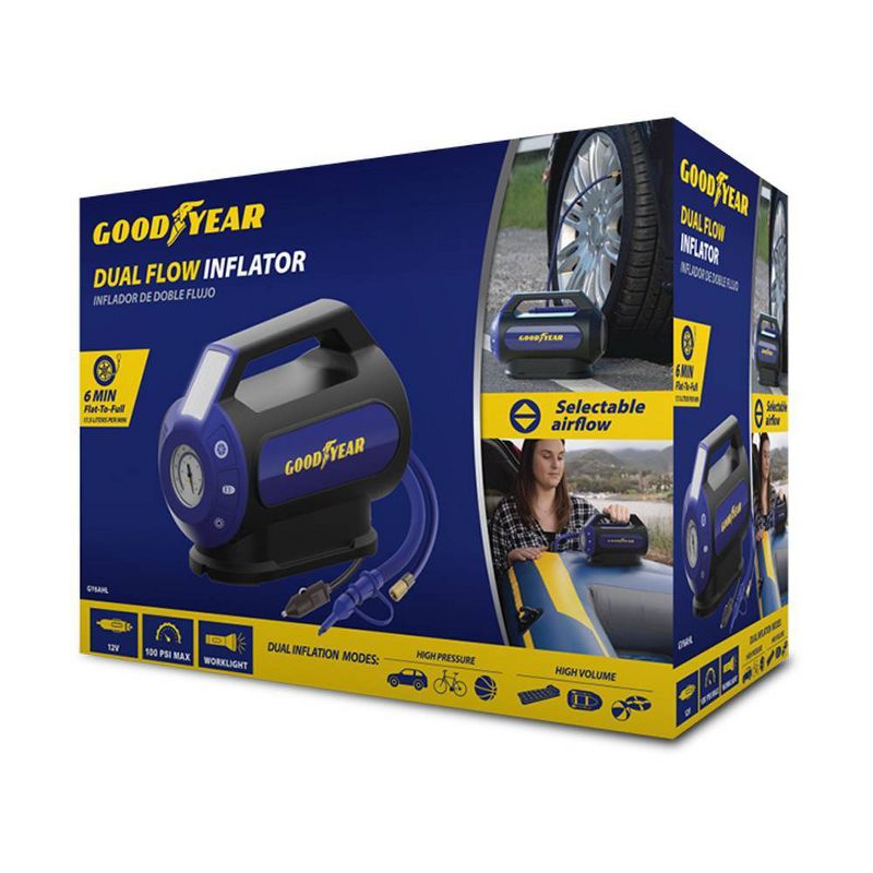 Goodyear Dual Flow 6min Flat to Full Tire Inflator and Air Compressor