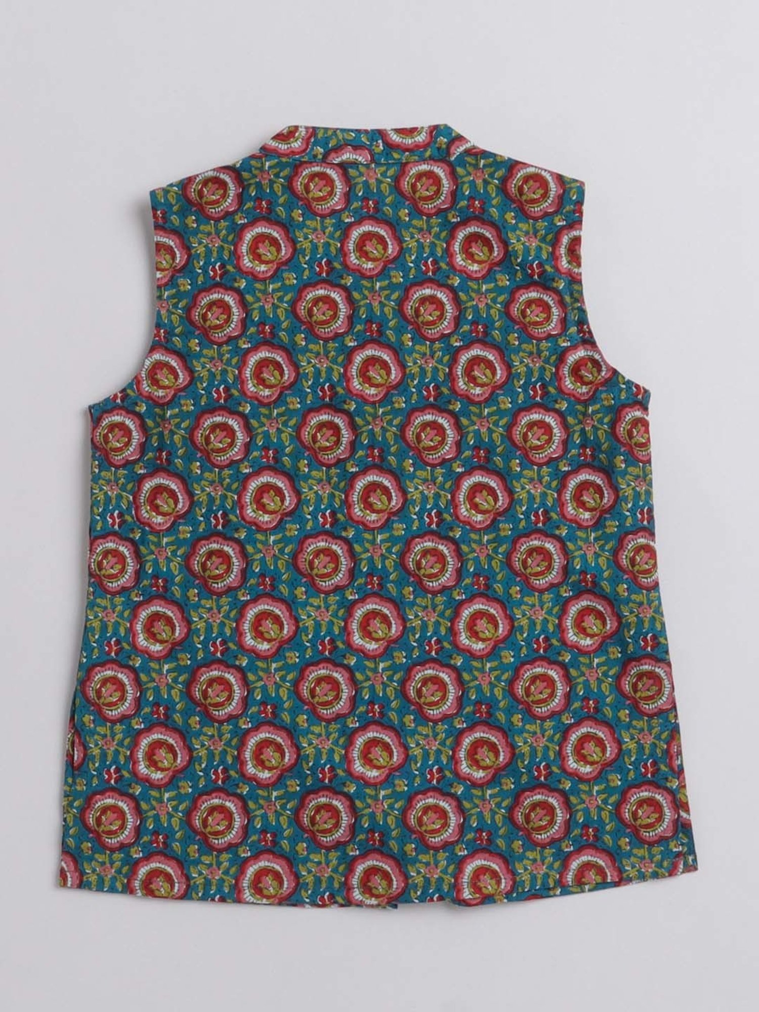 The Magic Wand Kids Blue Cotton Floral Print Full Sleeves Jacket