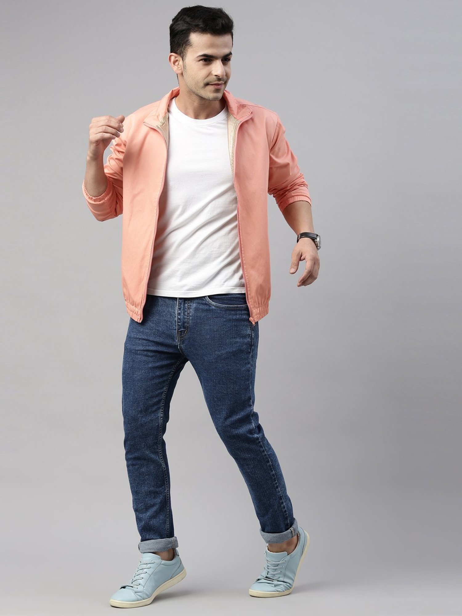 CINOCCI Pink Cotton Slim Fit Jacket
