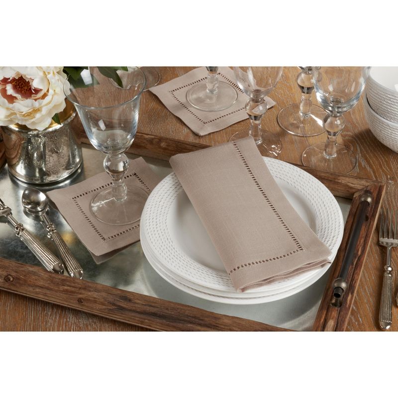 Saro Lifestyle Cocktail Napkin With Hemstitch Border Design (Set of 12)