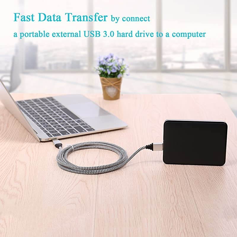 Galaxy S5Note 3 Charger Cable  3Pack Braided 6ft USB 30 Cable Type A to Micro B Fast Data Charger Cable Compatible for Hard Drive Samsung Galaxy S5 Note 3 Camera White