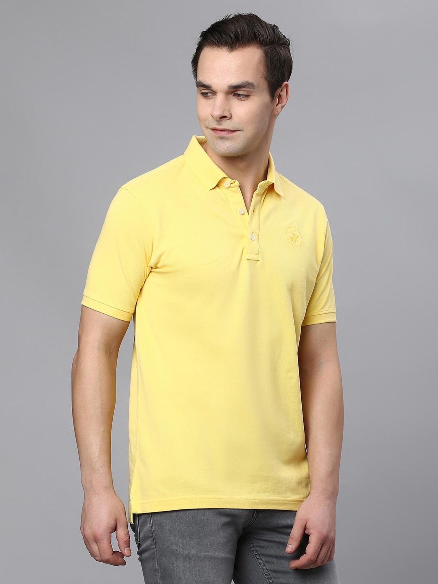 Beverly Hills Polo Club Yellow Regular Fit Cotton Polo T-Shirt