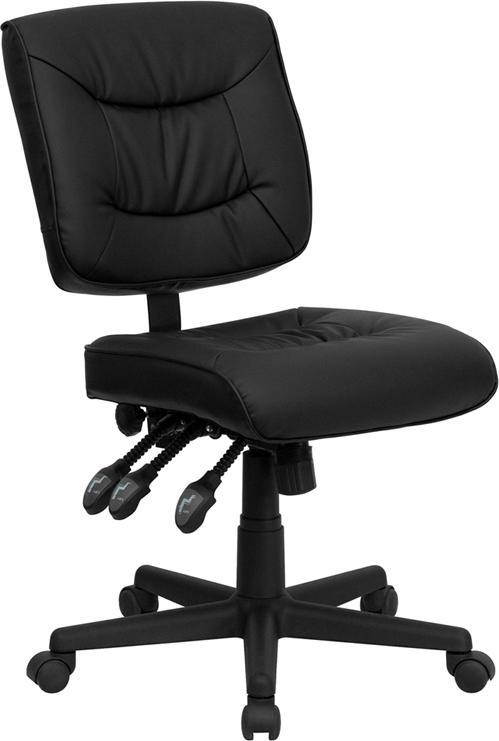 Mid-Back Black LeatherSoft Multifunction Swivel Ergonomic Task Office Chair