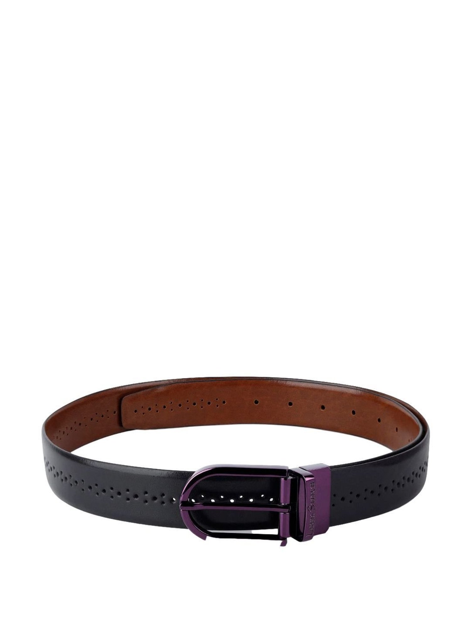 Louis Stitch Spanish Black & Brown Leather Reversible Belt For Men