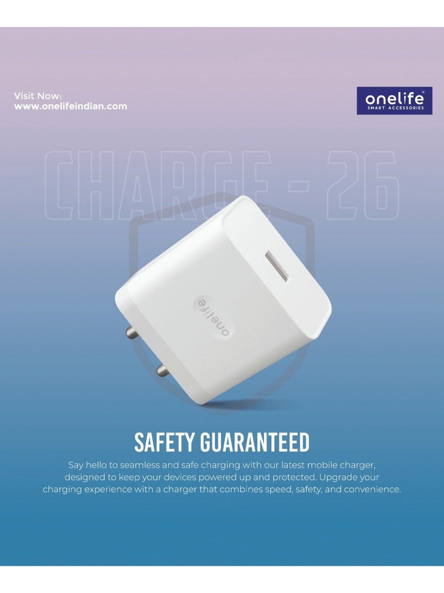 Onelife CH 26 44W USB Quick Charger for iPhone (White)