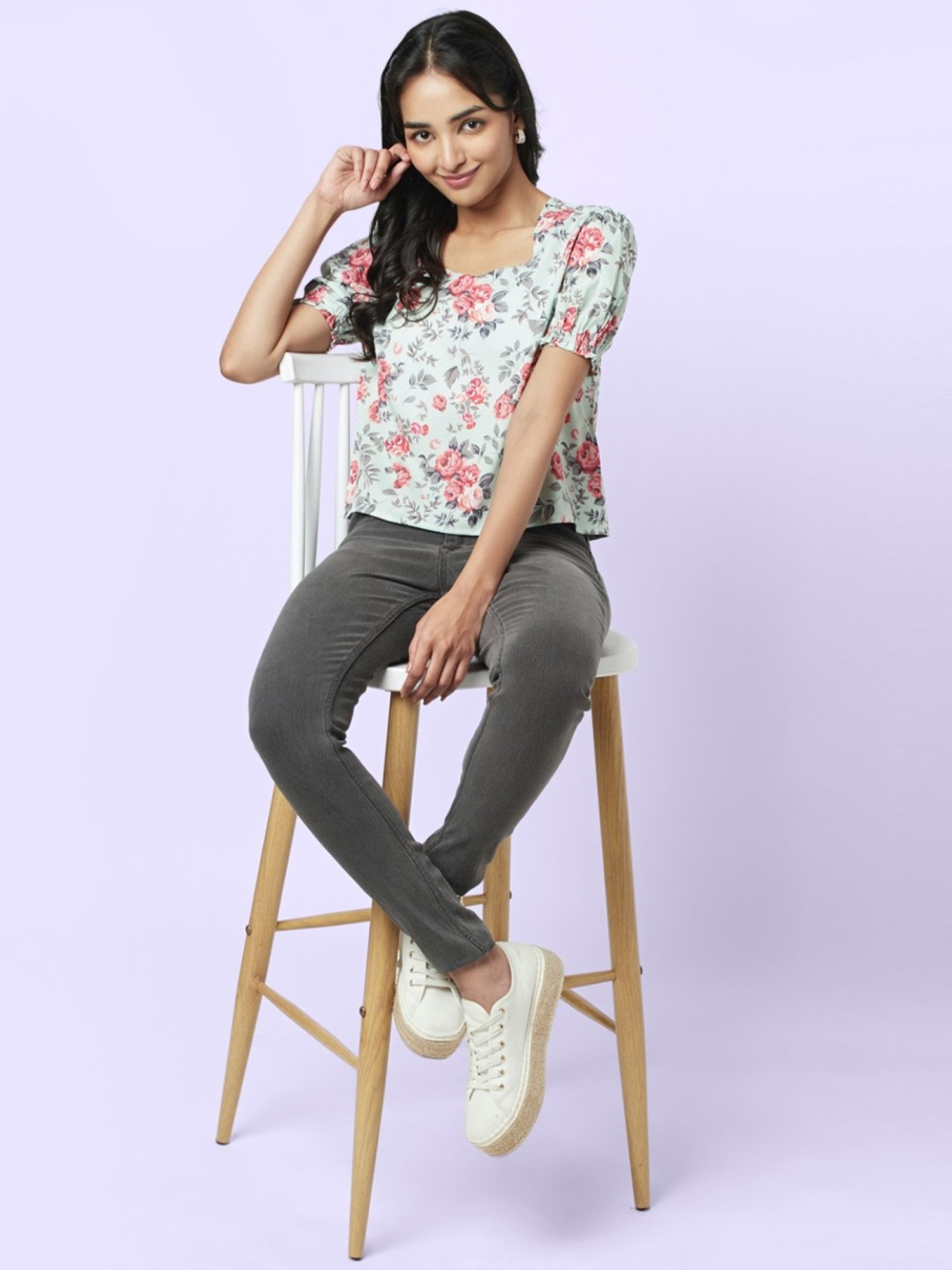 YU by Pantaloons Green Printed Top