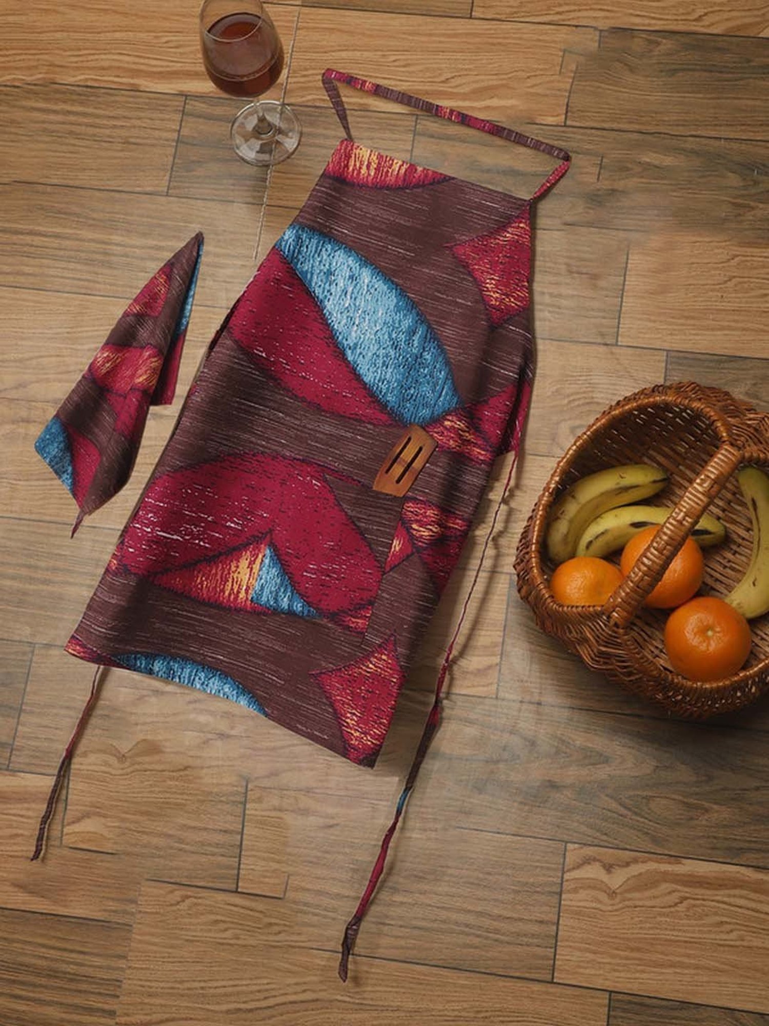 Ariana Yellow & White Cotton Kitchen Apron with Pocket