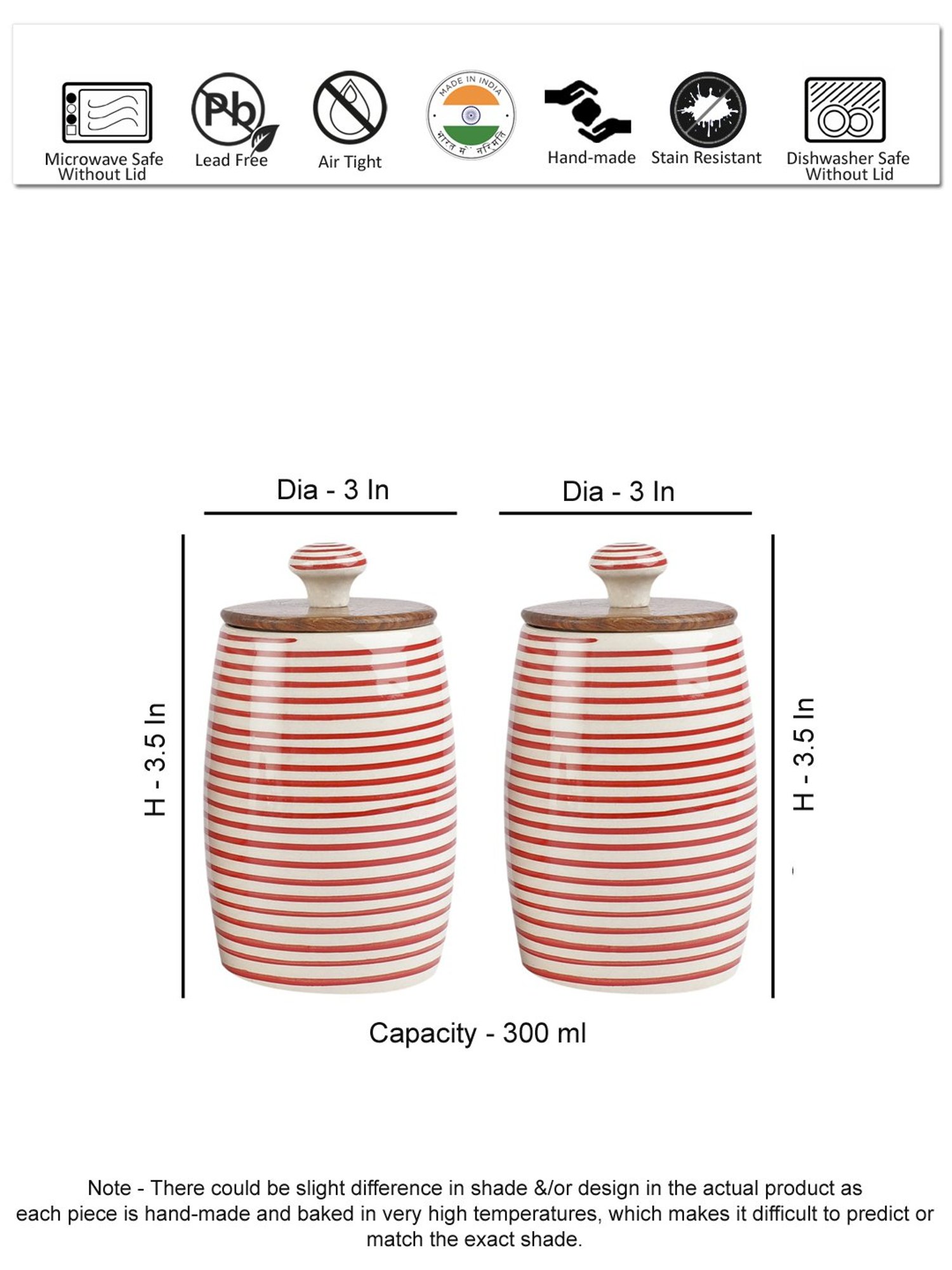VarEesha Red Ceramic Small Dholak Jars - Set of 2