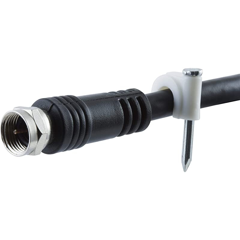 Nailin Cable Clips 50Pack Wire Cord Manament For Audio Video Coaxial and Network Cables Easy Installation White with Resealable Bag 51281