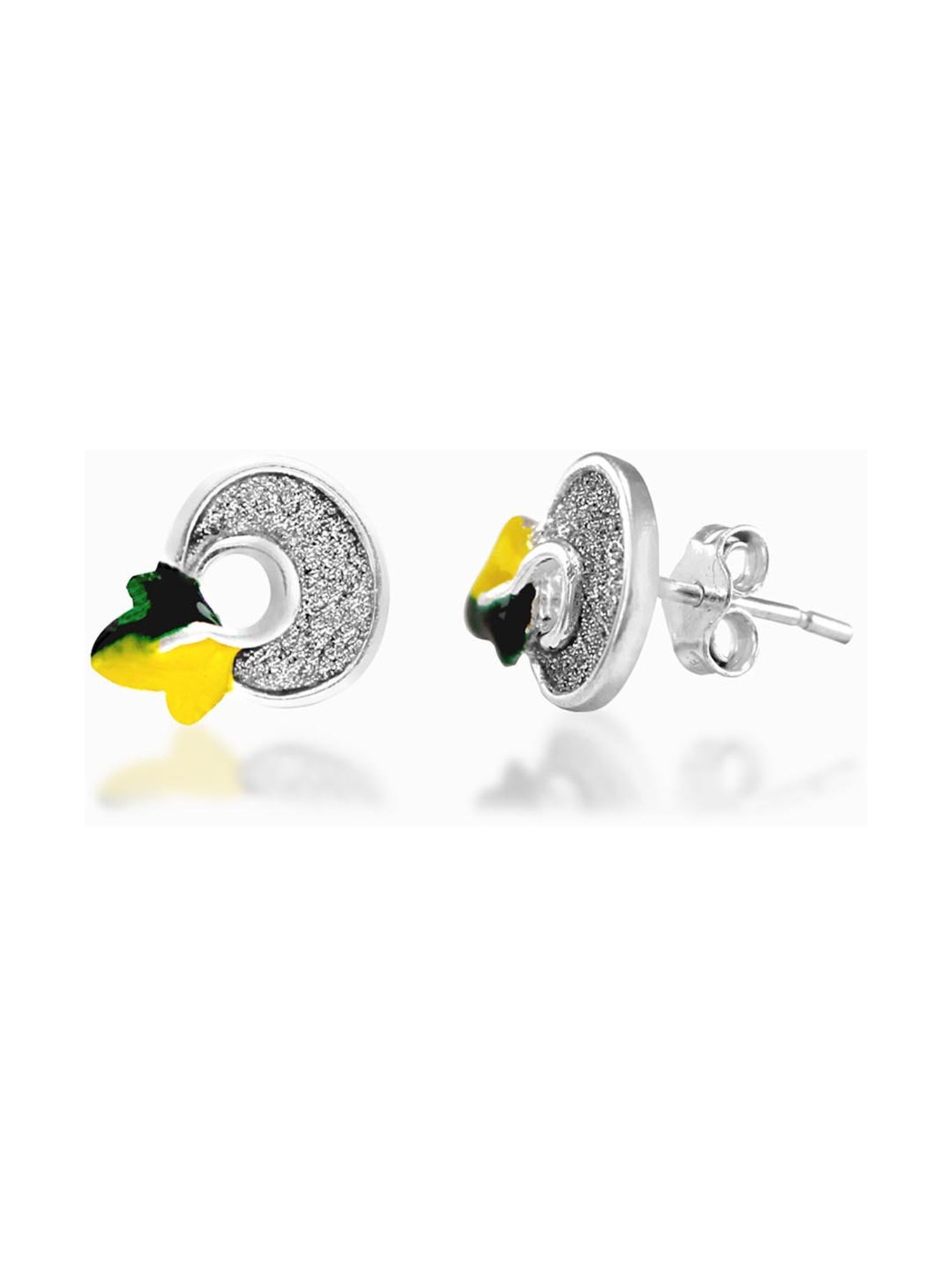 Taraash 92.5 Sterling Silver Leaf Enamel Earrings for Women