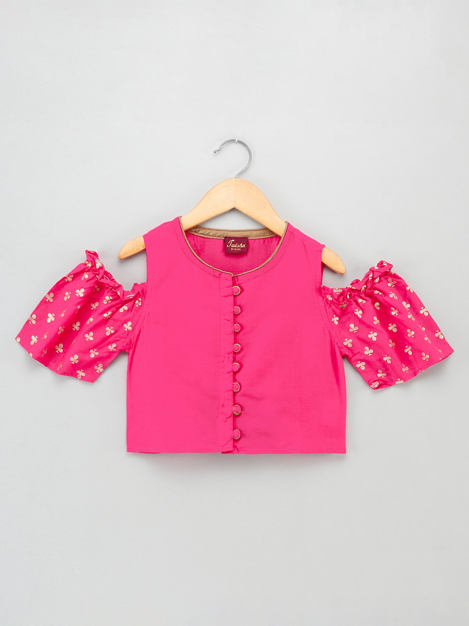 TWISHA Kids Pink & Green Printed Top with Dhoti