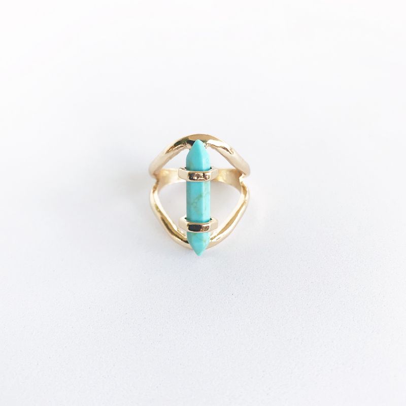 Sanctuary Project Semi Precious Turquoise Crystal Ring Gold