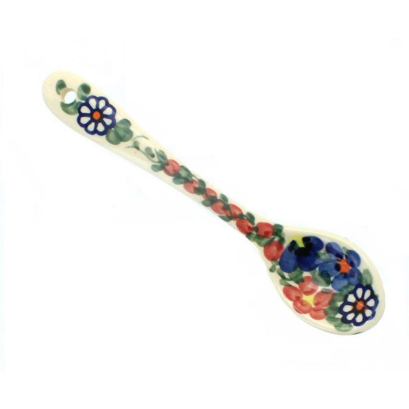 Blue Rose Polish Pottery Garden Butterfly Sugar Spoon