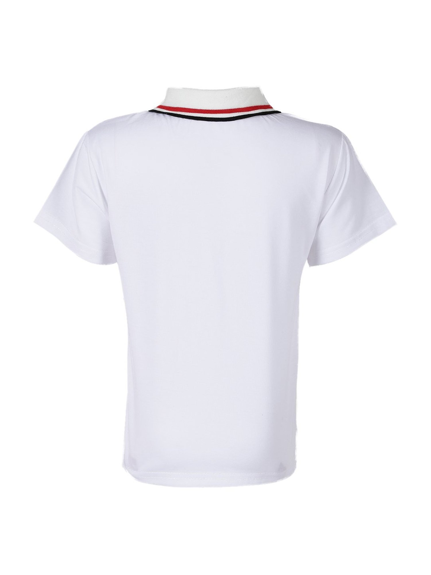 Passion Petals Kids White Cotton Printed Polo T-Shirt